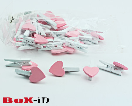 Wooden clip : small heart   roze 18 x 18 mm (36st)