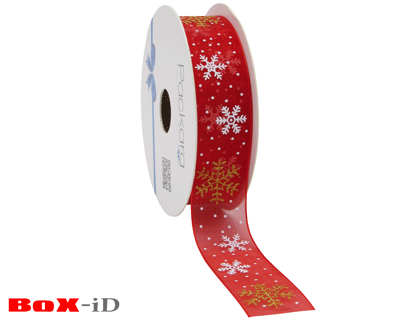 Snowflakes organza woven edge  rood  25mm x 20m