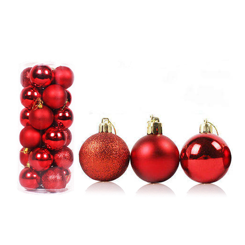 Balls X-mas 3 cm rood (24st)