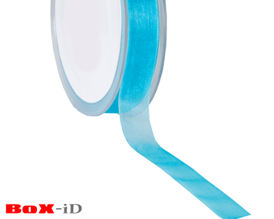 Organza woven edge 72 blauw turkis 15mm x 50m