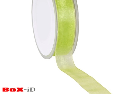 Organza woven edge    22 apfel grün     25mm x 50m