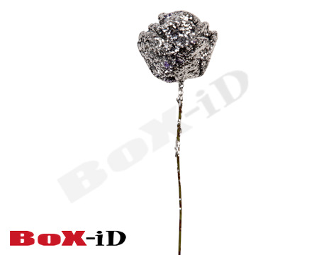 Rose Pin X-mas 9 cm  silver (72pcs)