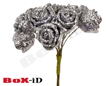 Rose Pin X-mas 9 cm  argent (72ex)