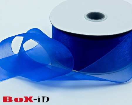 Organza woven edge 77/508 blauw reflex 38mm x 25m