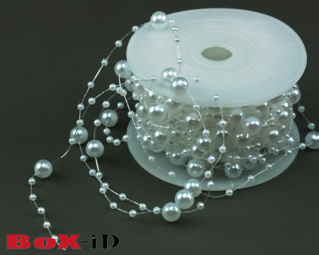 Round beads white   8mm X 10m