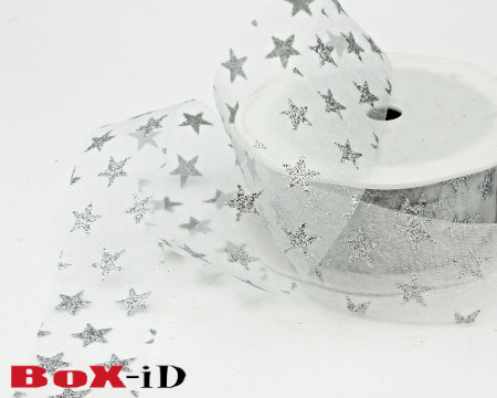 Sparkling stars cut edge  silver 38mm x 25m