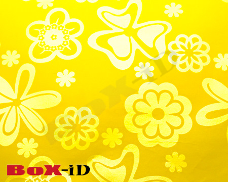 Papier cadeau fleurs. Jaune   50cm x 100m