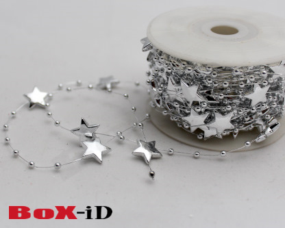 Star beads metal  argent 8mm X 10m