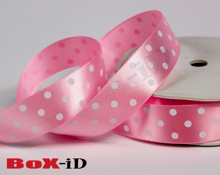 Dots single face satin 50 roze   23 mm x 20 m