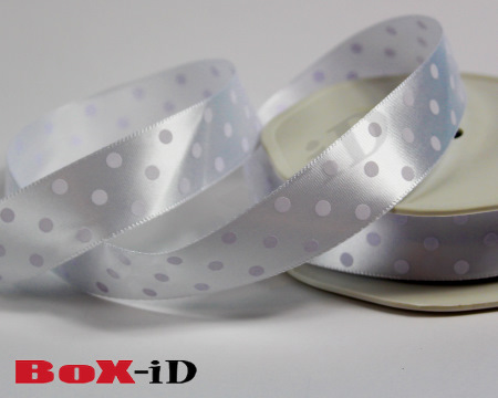 Dots single face satin 01 white   23 mm x 20 m