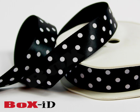 Dots single face satin 09 noir  23 mm x 20 m