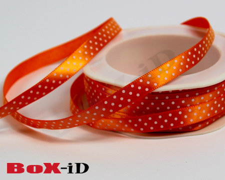 Dots single face satin 34  orange   10 mm x 25 m