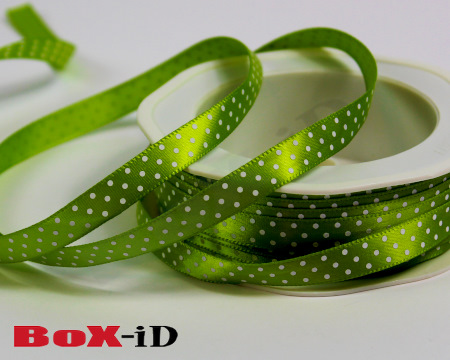 Dots single face satin 23 groen   10 mm x 25 m