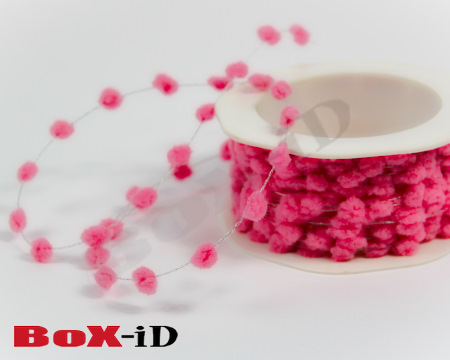 Pluche dots on wire roze    9mm X 10m