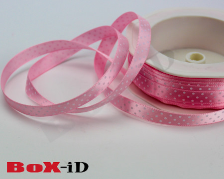 Dots single face satin 50 roze   10 mm x 25 m