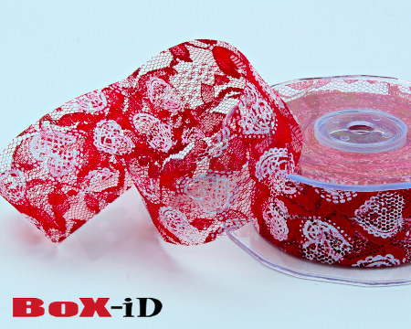 Hearts on lace    306 red/white   38 mm x 15 m