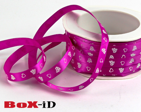 Happy hearts :  fuchsia/white  10mm x 20m