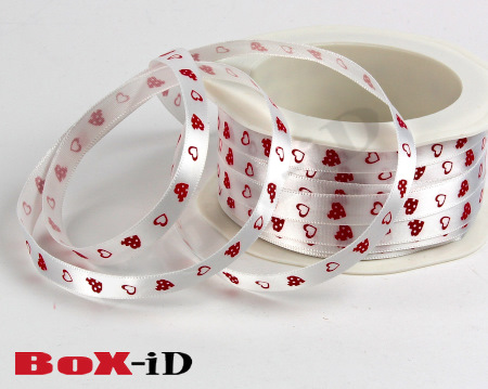 Happy hearts :  wit/rood  10mm x 20m