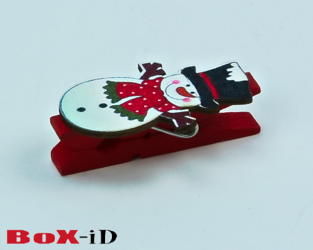 Wooden X-Mass clip : snowman (8ex)