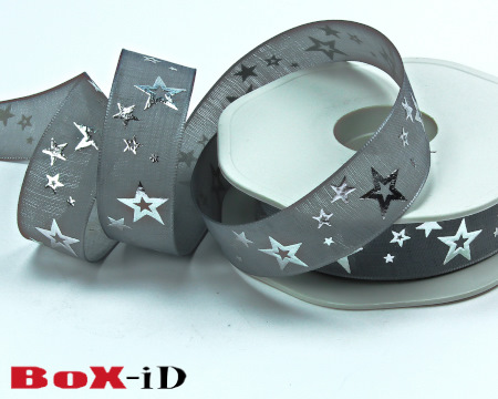 Sparkling stars  grey/silver  22mm X 15m