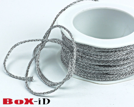 Metallic flogged cord  zilver    3mm x 25m