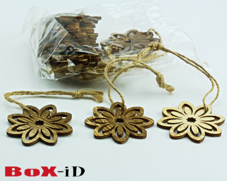 Wooden hangers Flower with rope : bois (24ex)