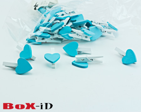 Wooden clip : small heart   bleu 18 x 18 mm (36pcs)