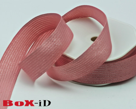 Texture lurex woven edge : roze/zilver       25mm x 20m