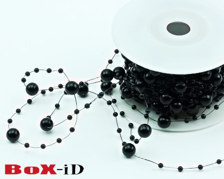 Round beads black   8mm X 10m