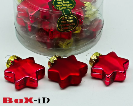 Glas sterretjes :  rood 40 mm (12st)