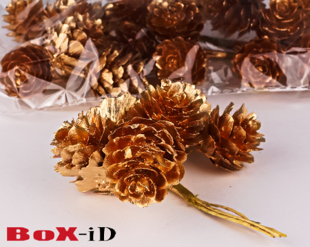 Pinecone steker  2cm  goud  (30st)