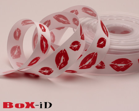 Sweet lips satin : white/red 23 mm x 20 m