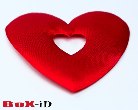 Deco Satin heart    rot 80mm (12St)