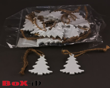 Wooden hangers with rope :  Tree3 white  (24pcs)