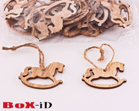 Wooden hangers with rope :  rocking horse (24pcs)