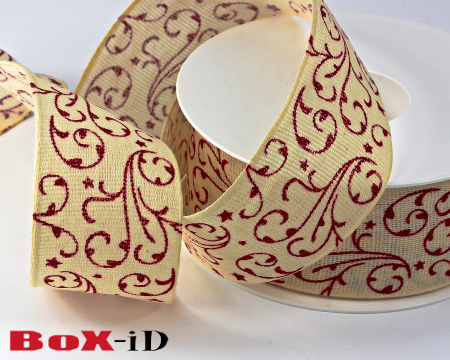 Calligraphic creme/red   40mm x 18m