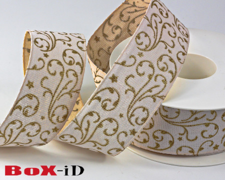 Calligraphic white/gold   40mm x 18m