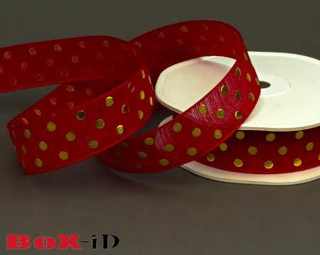 Shiny Dots  rood/goud   22mm x 15m