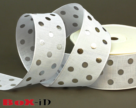 Shiny Dots  wit/zilver   38mm x 15m