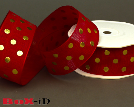 Shiny Dots  red/Gold   38mm x 15m