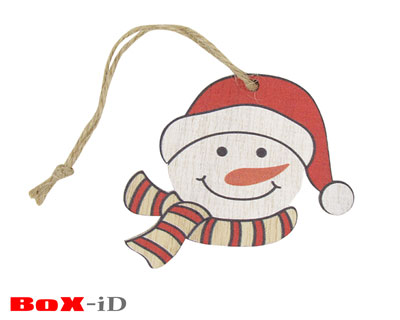 Wooden hangers with rope :  Snowman head (24st)