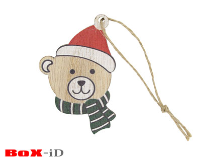 Wooden hangers with rope :  Bear (24st)