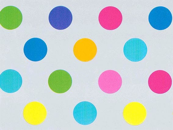 Papier cadeau multi dots silver  50cm x 100m